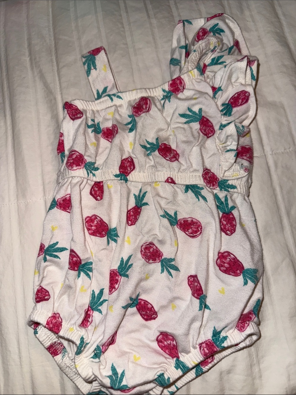 Jessica Simpson Girls White Pineapple Print Bubble Romper